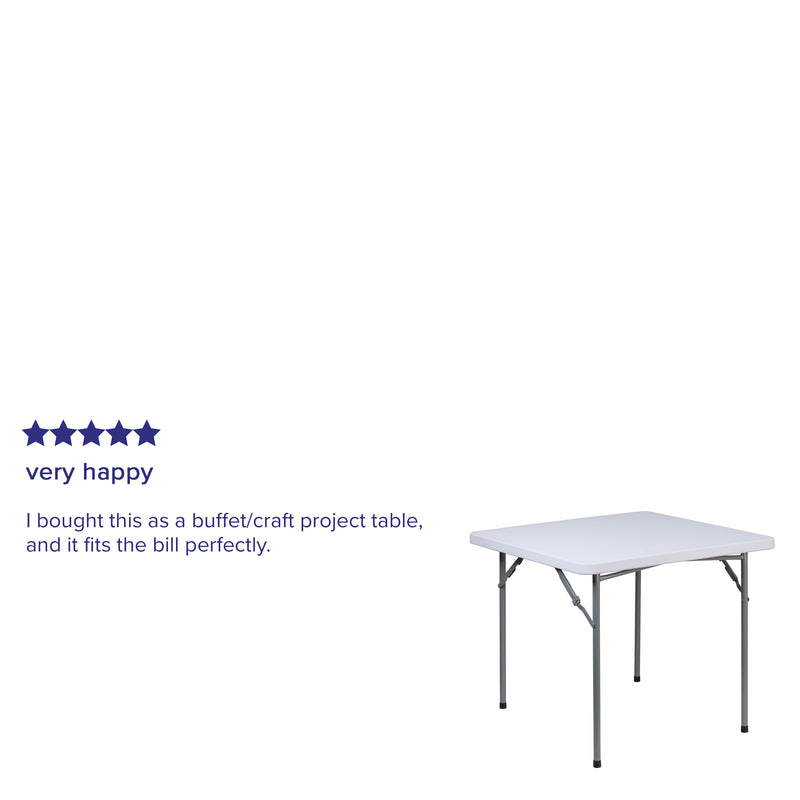 Kathryn 2.79-Foot Square Height Adjustable Granite White Plastic Folding Table