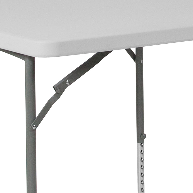 Kathryn 2.79-Foot Square Bi-Fold Granite White Plastic Folding Table with Carrying Handle