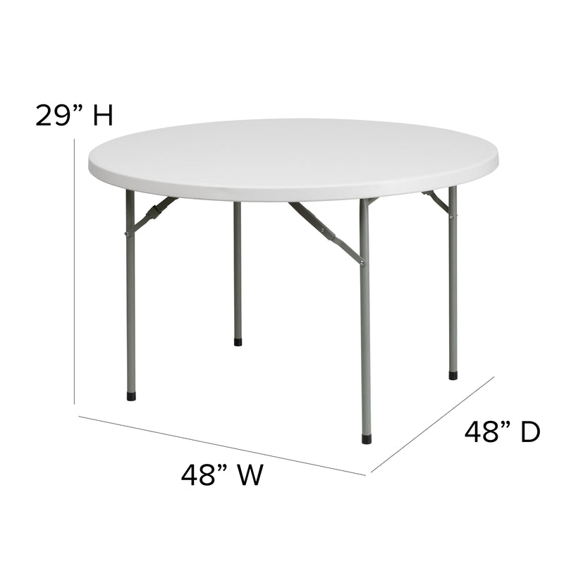 Kathryn 5-Foot Round Granite White Plastic Folding Table