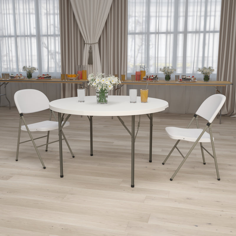 Kathryn 5-Foot Round Granite White Plastic Folding Table