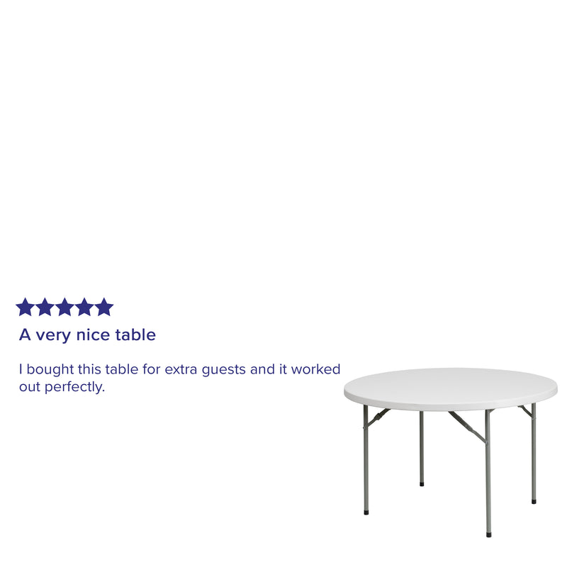 Kathryn 5-Foot Round Granite White Plastic Folding Table