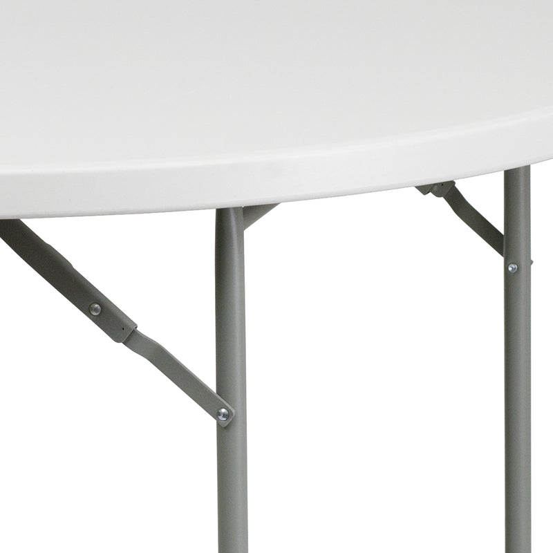 Kathryn 5-Foot Round Granite White Plastic Folding Table