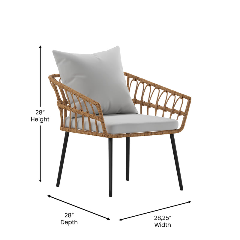 Harris 5 Piece Commercial Indoor/Outdoor Table and Chairs with Black Poly Resin Slatted Backs and Seats