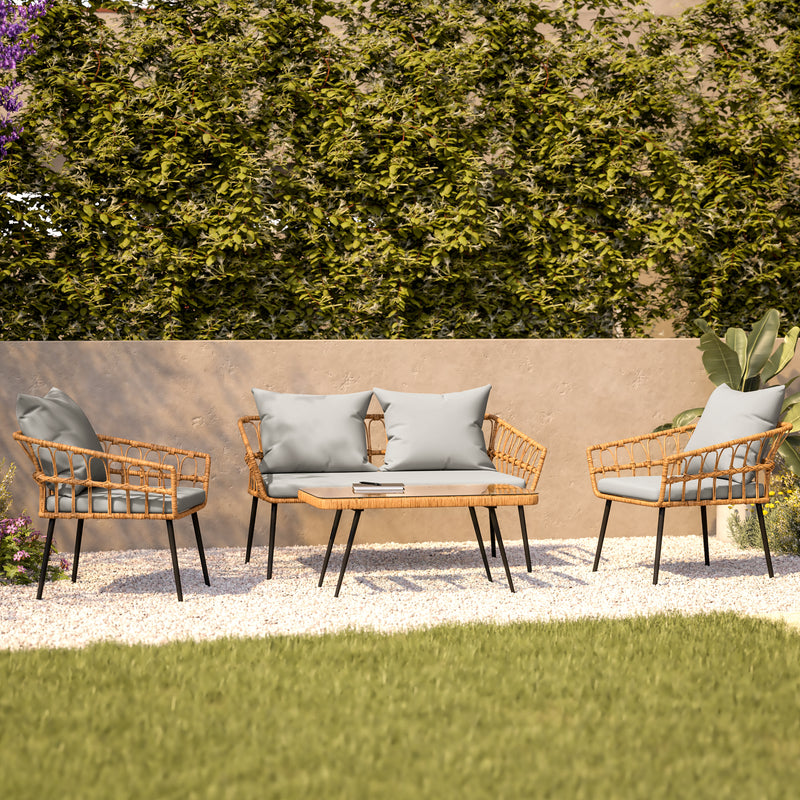Harris 5 Piece Commercial Indoor/Outdoor Table and Chairs with Black Poly Resin Slatted Backs and Seats