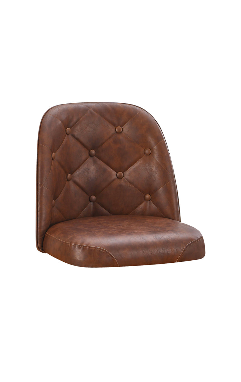 Brown Upholstered Bucket Seat with Tufted Back
