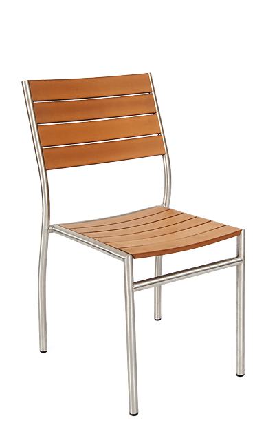 Stainless Steel Chair with Imitation Teak Slats