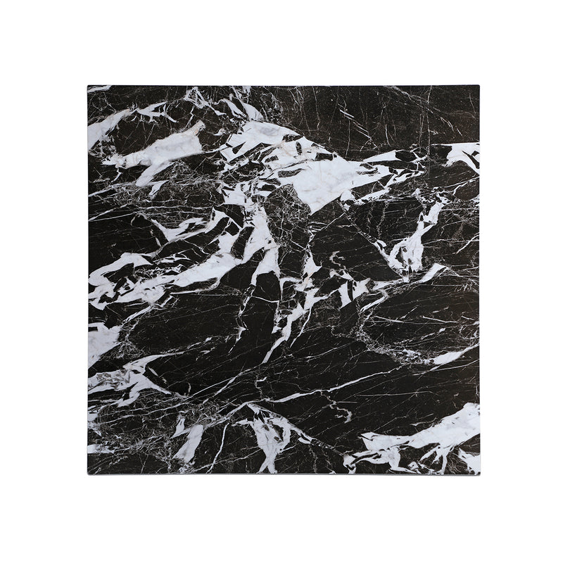 7/8" Black Marble Sintered Stone Table Top with Bold White Veining, Indoor/Outdoor Use