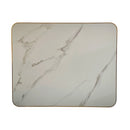 1 1/8" Light Grey Veining Marble White Sintered Stone Table Top with Gold Aluminum Edge, Indoor/Outdoor Use