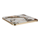 1 1/8" Bold Multicolor Veining Sintered Stone Table Top with Bronze Aluminum Alloy Edge, Indoor/Outdoor Use