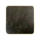 1 1/8" Subtle Cloudy Texture Black Sintered Stone Table Top with Gold Stainless Steel Edge, Indoor/Outdoor Use