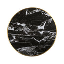 1 1/8" Striking White Veining Black Marble Sintered Stone Table Top with Gold Stainless Steel Edge, Indoor/Outdoor Use
