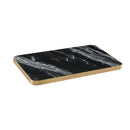 1 1/8" White Veining Black Sintered Stone Table Top with Gold Aluminum Edge, Indoor/Outdoor Use