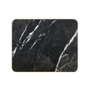 1 1/8" White Streak Veining Black Sintered Stone Table Top with Gold Aluminum Edge, Indoor/Outdoor Use