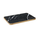 1 1/8" White Streak Veining Black Sintered Stone Table Top with Gold Aluminum Edge, Indoor/Outdoor Use