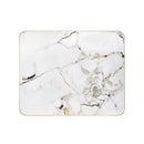1 1/8" White Sintered Stone Table Top with Grey and Gold Marble Veining and Gold Aluminum Edge for Indoor and Outdoor Use