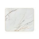 1 1/8" Warm Gold & Gray Veining White Sintered Stone Table Top with Gold Aluminum Edge, Indoor/Outdoor Use