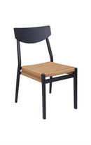Stylish Outdoor Black Aluminum Chair with Natural Terylene Woven Seat