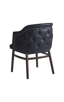 Stylized Chair with Black Upholstered Back and Seat for Indoor Use
