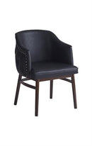 Stylized Chair with Black Upholstered Back and Seat for Indoor Use