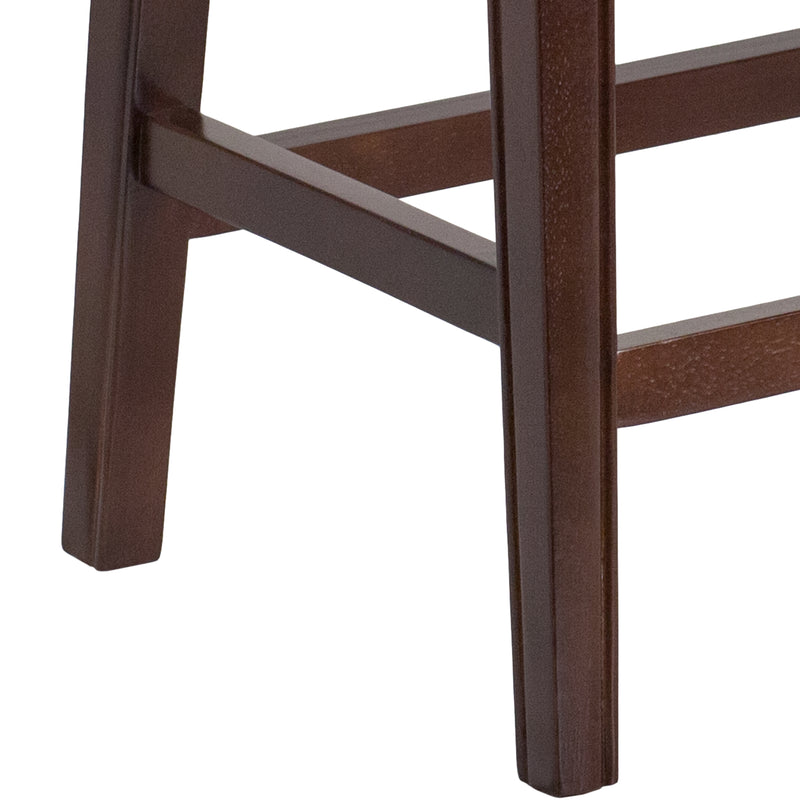 Alphus 26'' High Backless Cappuccino Wood Counter Height Stool with Black LeatherSoft Saddle Seat