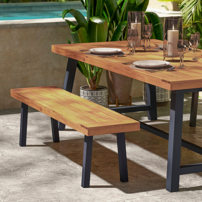 Martindale Indoor/Outdoor Folding Acacia Wood Patio Bistro Chairs with X Base Frame and Slatted Back and Seat in Natural Finish, Set of 2