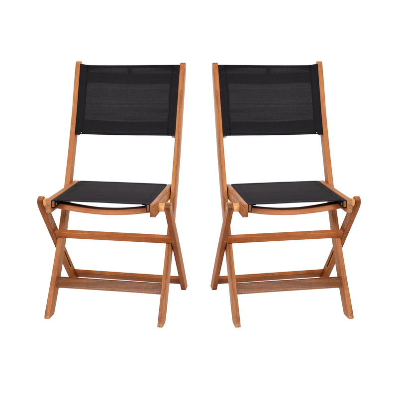 Martindale 3 Piece Folding Patio Bistro Set, Indoor/Outdoor Acacia Round Wood Table and 2 Chair Set with Slatted Design, Natural Finish