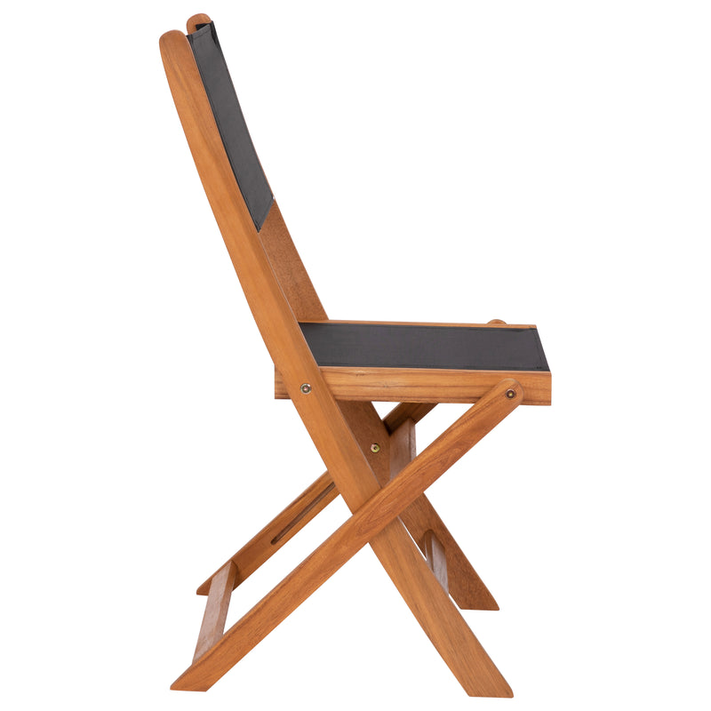 Martindale 3 Piece Folding Patio Bistro Set, Indoor/Outdoor Acacia Round Wood Table and 2 Chair Set with Slatted Design, Natural Finish