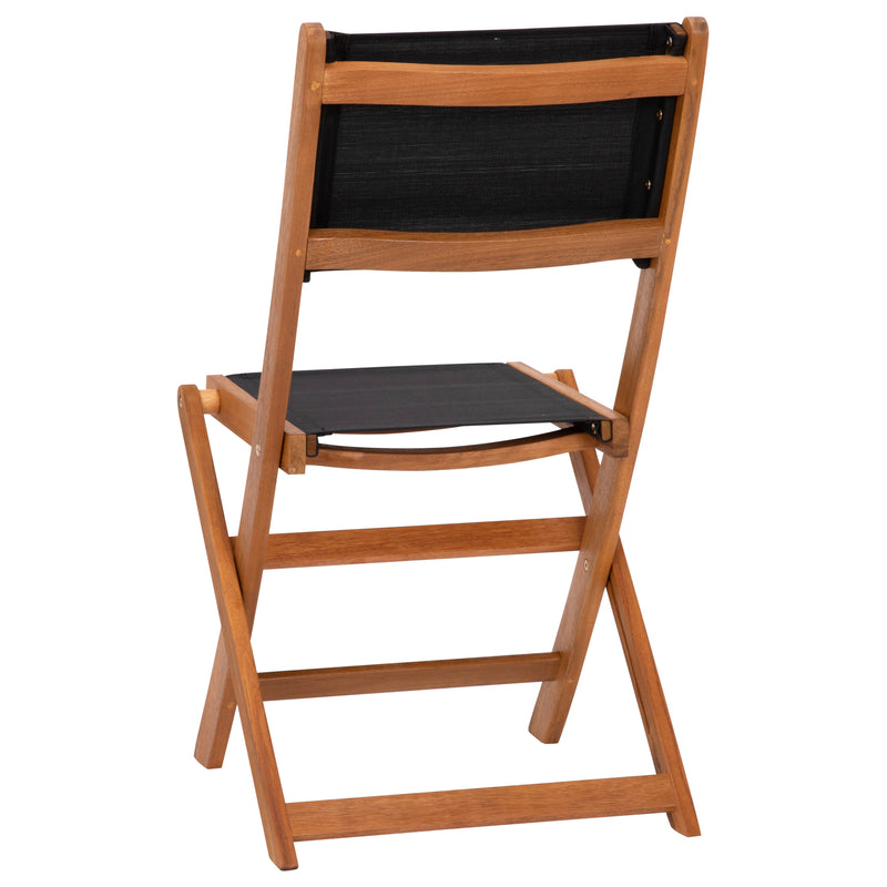 Martindale 3 Piece Folding Patio Bistro Set, Indoor/Outdoor Acacia Round Wood Table and 2 Chair Set with Slatted Design, Natural Finish