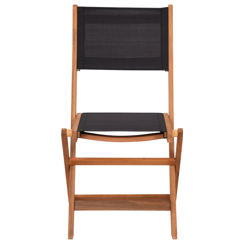 Martindale 3 Piece Folding Patio Bistro Set, Indoor/Outdoor Acacia Round Wood Table and 2 Chair Set with Slatted Design, Natural Finish