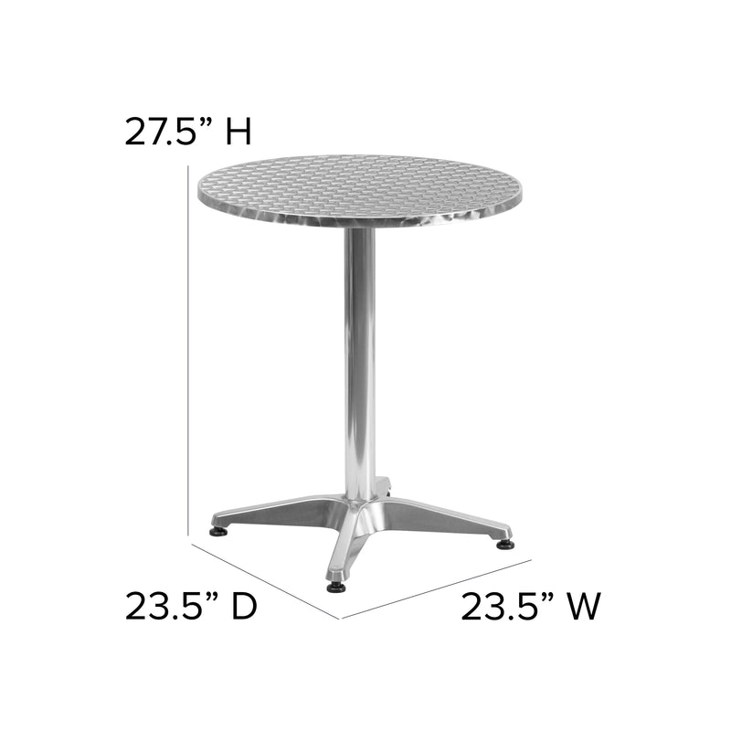 Mellie 27.5'' Black Round Metal Indoor-Outdoor Table with Base