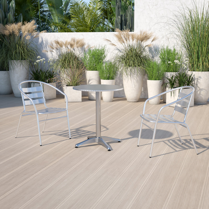 Mellie 27.5'' Black Round Metal Indoor-Outdoor Table with Base