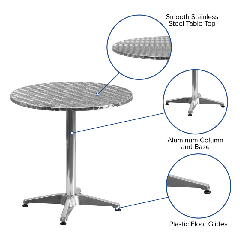 Mellie 31.5'' Black Round Metal Indoor-Outdoor Table with Base