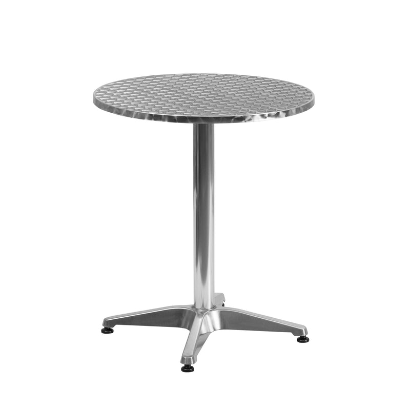 Lila 23.5'' Square Aluminum Indoor-Outdoor Table Set with 2 Slat Back Chairs