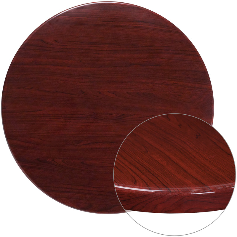 Glenbrook 36'' Round High-Gloss Mahogany Resin Table Top with 2'' Thick Drop-Lip