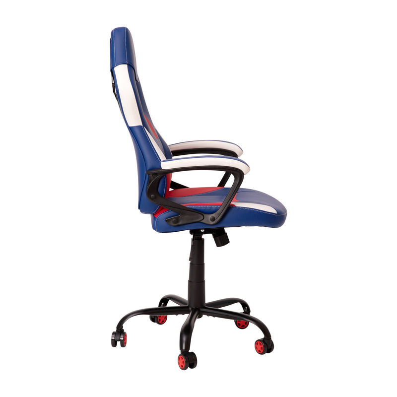 Stone Ergonomic PC Office Computer Chair - Adjustable Red & Blue Designer Gaming Chair - 360° Swivel - Transparent Roller Wheels