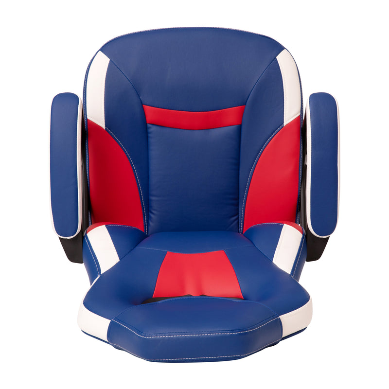 Stone Ergonomic PC Office Computer Chair - Adjustable Red & Blue Designer Gaming Chair - 360° Swivel - Red Dual Wheel Casters
