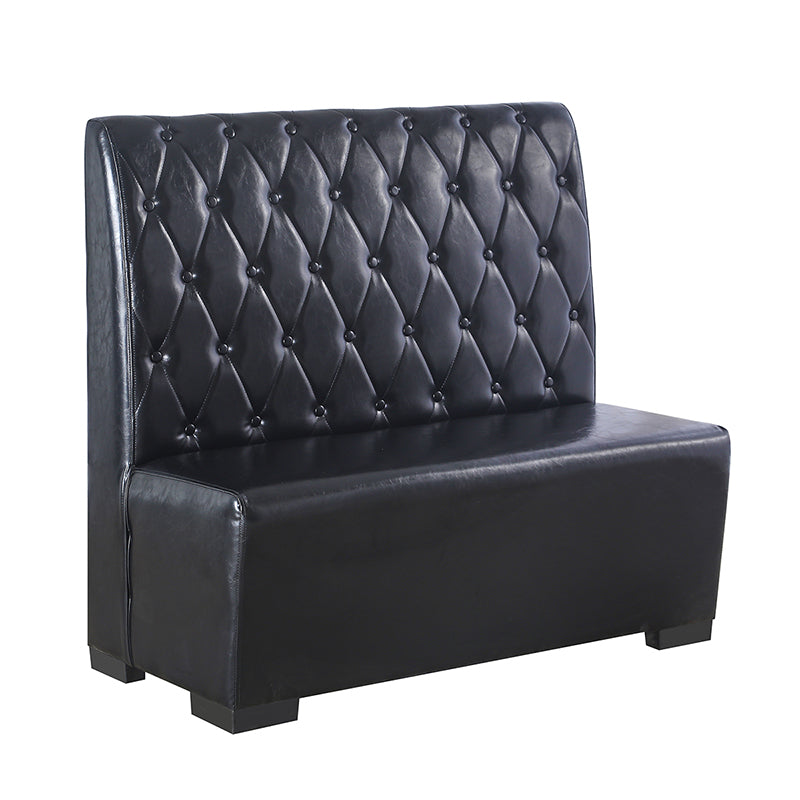 Button Tufted Back Vinyl Booth in Black WBS-44-6