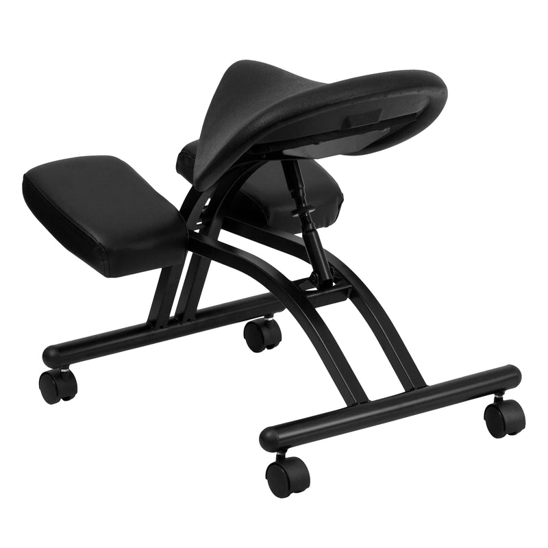 Tatum Ergonomic Kneeling Office Chair with Black Saddle Seat