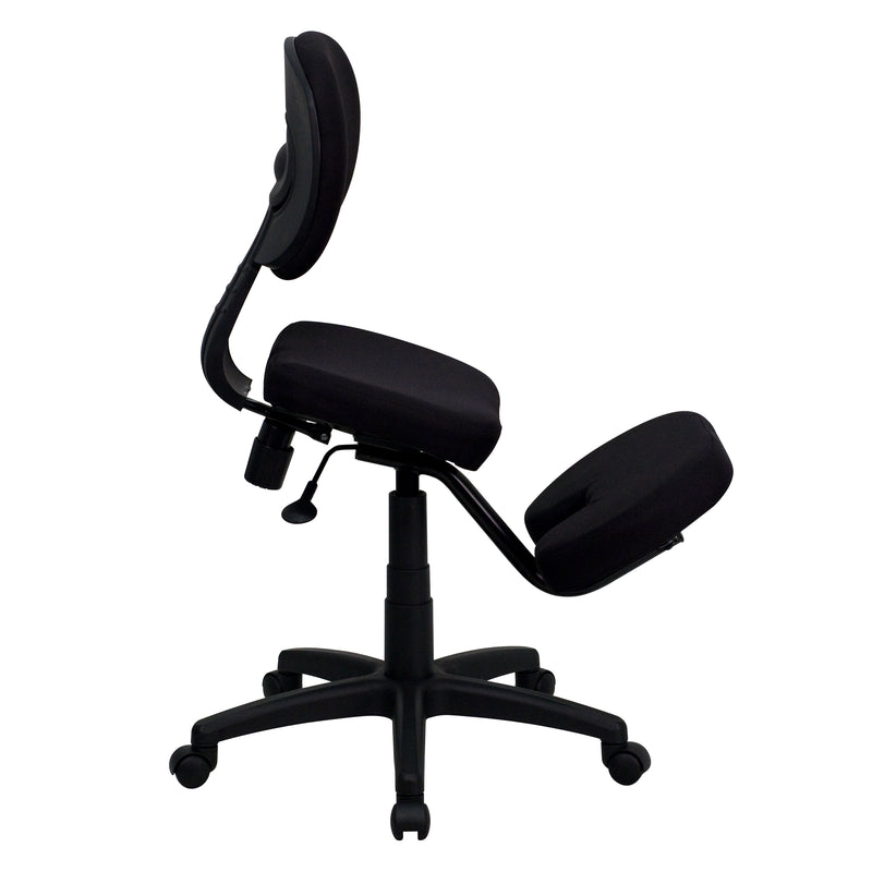 Tatum Mobile Ergonomic Kneeling Posture Task Office Chair with Back in Black Fabric
