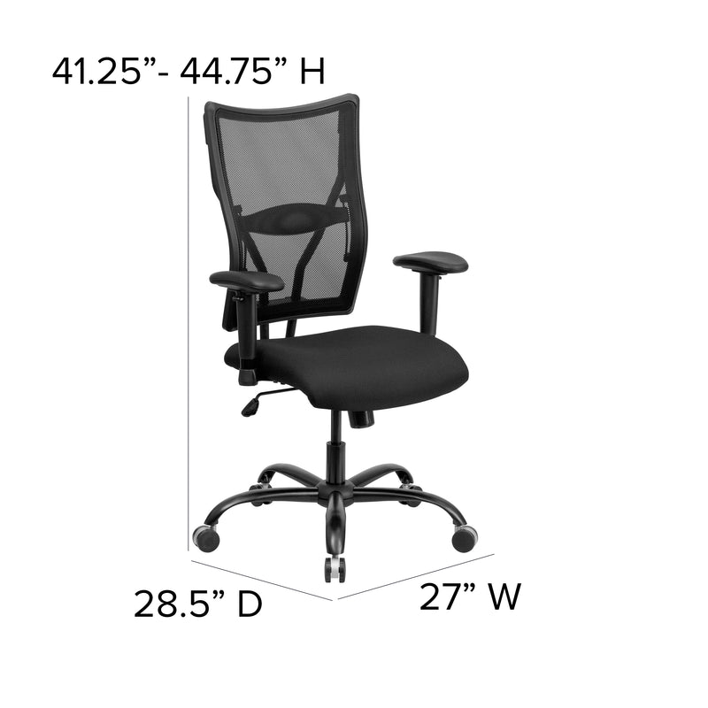 HERCULES Series Big & Tall 400 lb. Rated Black Mesh Executive Swivel Ergonomic Office Chair with Adjustable Arms