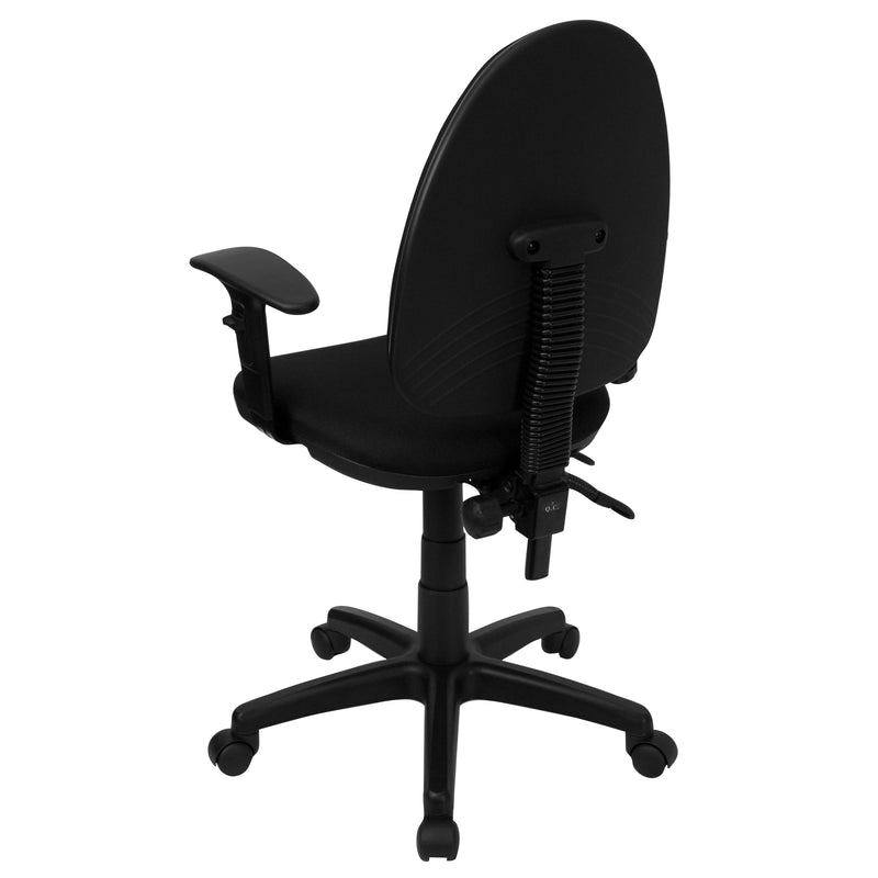 Lenora Mid-Back Black Fabric Multifunction Ergonomic Drafting Chair with Adjustable Lumbar Support and Adjustable Arms