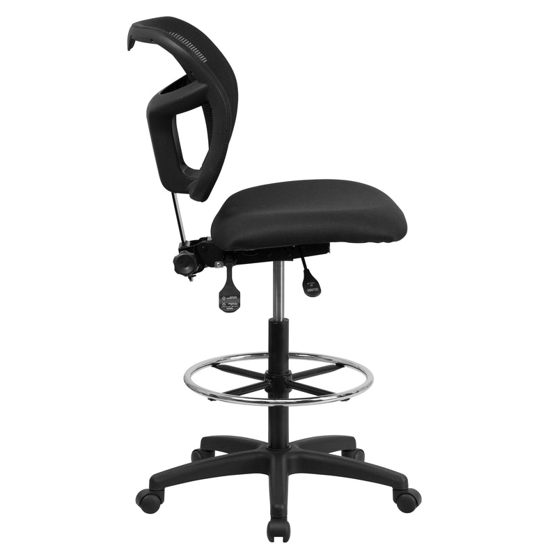 Regina Mid-Back Black Mesh Drafting Chair with Back Height Adjustment