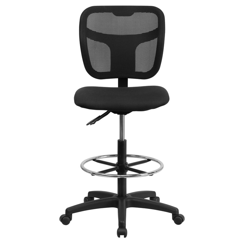 Regina Mid-Back Black Mesh Drafting Chair with Back Height Adjustment