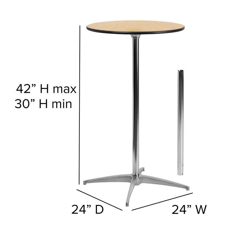 Lars 24'' Round Wood Cocktail Table with 30'' and 42'' Columns