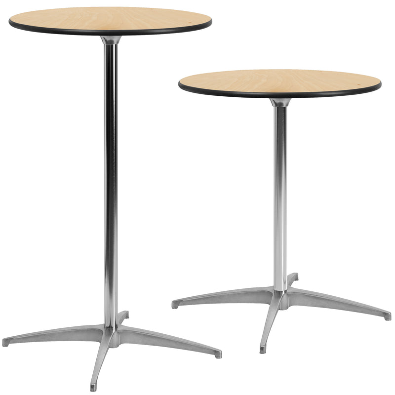 Lars 24'' Round Wood Cocktail Table with 30'' and 42'' Columns