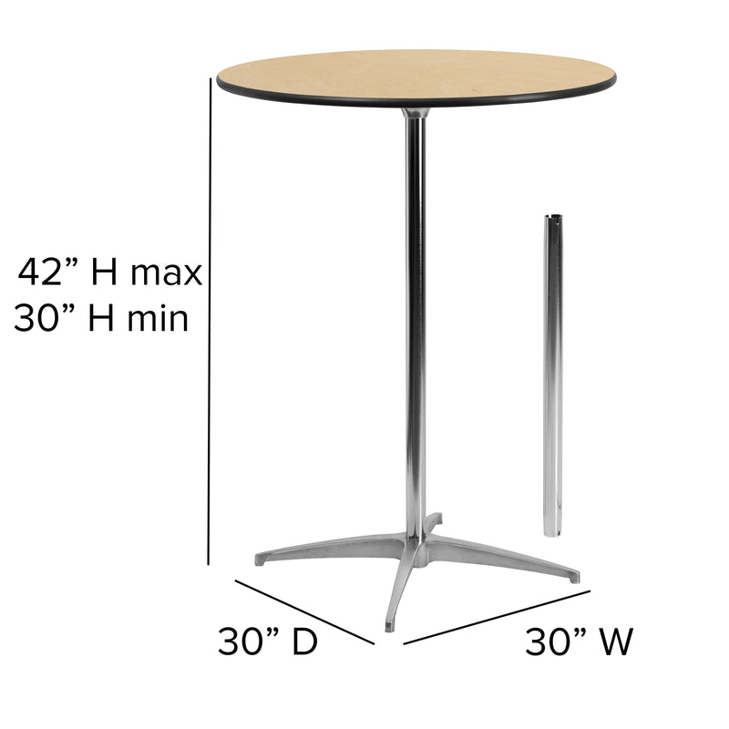 Lars 30'' Round Wood Cocktail Table with 30'' and 42'' Columns