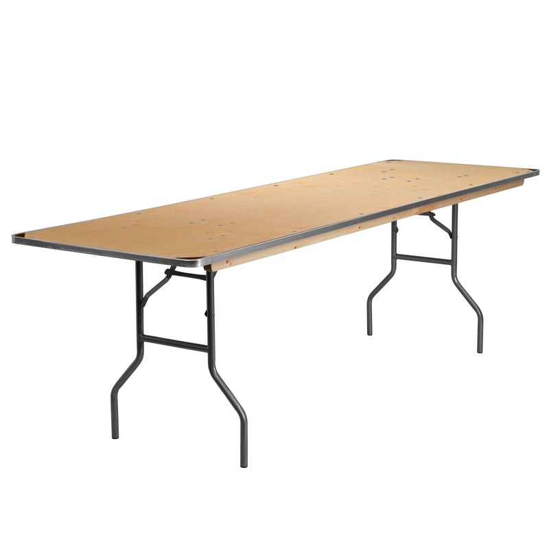 Fielder 6-Foot Rectangular Wood Folding Banquet Table with Clear Coated Finished Top