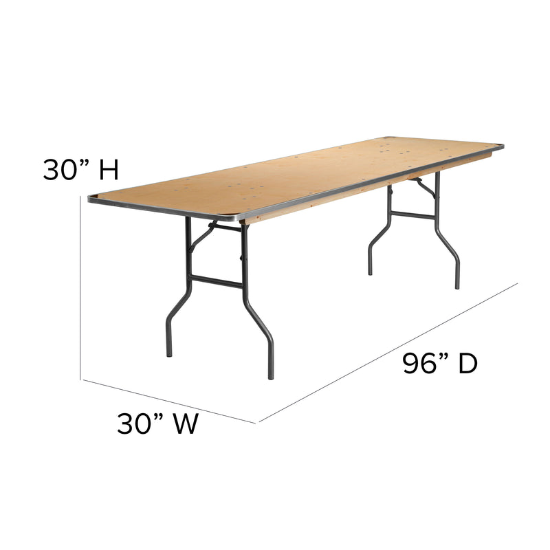 Fielder 6-Foot Rectangular Wood Folding Banquet Table with Clear Coated Finished Top