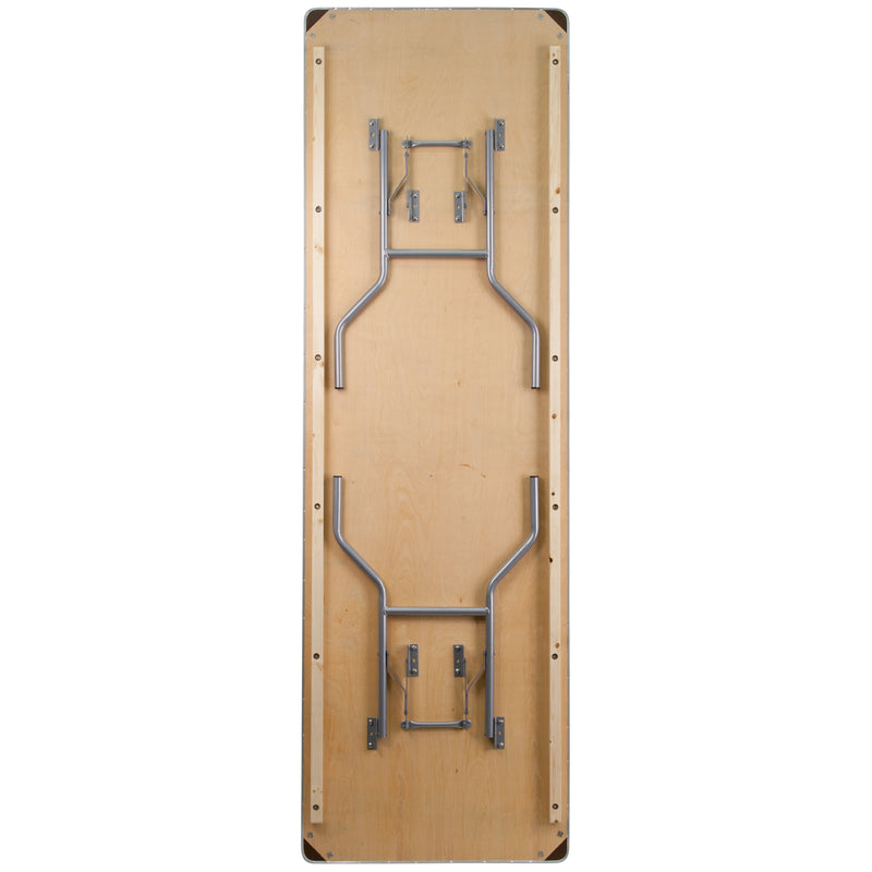 Fielder 6-Foot Rectangular Wood Folding Banquet Table with Clear Coated Finished Top