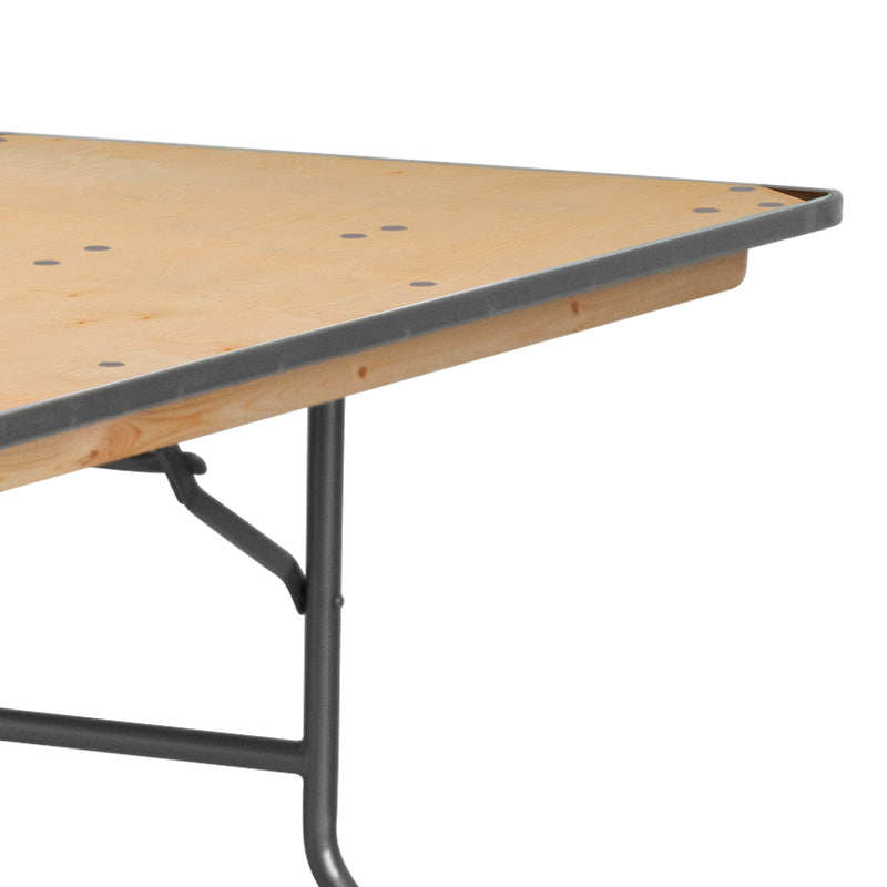 Fielder 6-Foot Rectangular Wood Folding Banquet Table with Clear Coated Finished Top